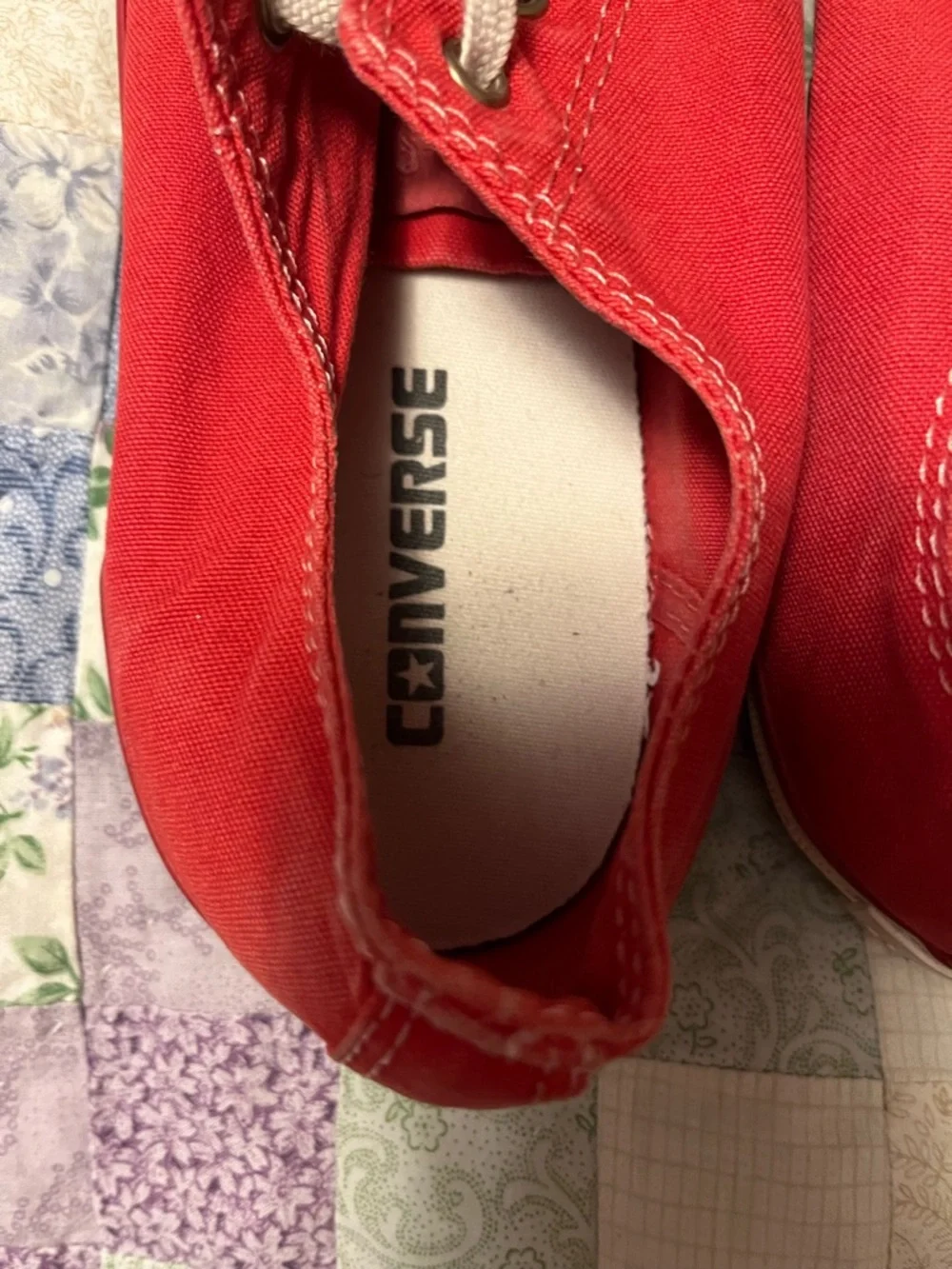 Converse Red Canvas Low-Top Sneakers with White Accents - Picture 2 of 4
